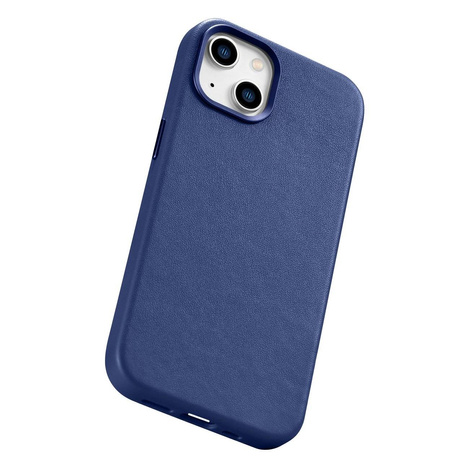 iCarer Case Leather genuine leather case for iPhone 14 blau (WMI14220705-BU) (MagSafe compatible)