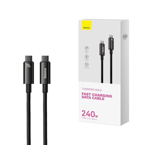 Cable USB C - USB C 480Mb/s 240W 3m Baseus Tungsten Gold CAWJ040101 - black