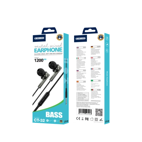 JELLICO wired earphones CT-32 JACK 3.5MM with microphone 1.2M Black
