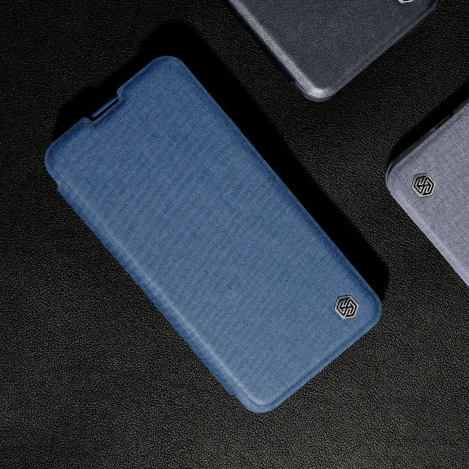 Nillkin Qin Cloth Pro Case Case for iPhone 14 Pro Max Camera Cover Holster Cover Flip Case Blue
