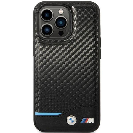 Hülle BMW BMHCP13L22NBCK iPhone 13 Pro / 13 6,1&quot; schwarz/schwarz Hardcase Leder Carbon