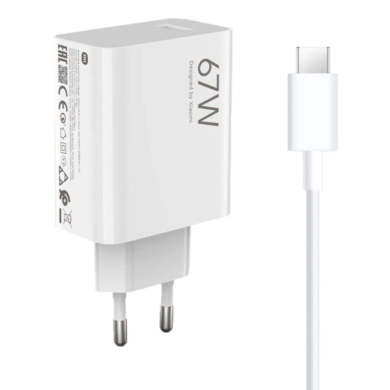 Ładowarka sieciowa Xiaomi BHR9465EU 67W 6.2A USB-A z kablem USB-C - biała