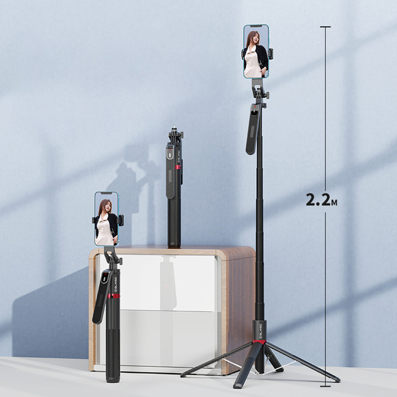 Blavec Selfie Stick Aluminium Fusion P08 tripod + pilot + 1 lampa 2,2 metra (SSFP08-TR1LB22) czarny