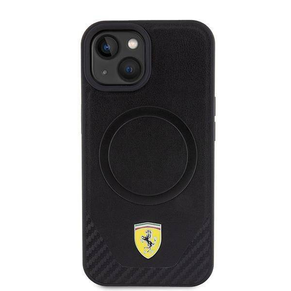 Ferrari FEHMP15SPTEK iPhone 15 6,1&quot; schwarz/schwarzes Hardcase Carbon Metal Logo MagSafe