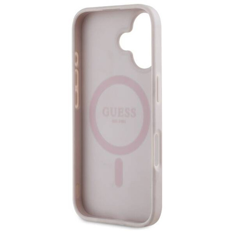 Original Handyhülle IPHONE 16 Guess Hardcase 4G Flowers Print MagSafe (GUHMP16SP4ROPEMCP) rosa