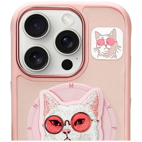 Etui Nimmy Glasses Cool Cat MagSafe do    iPhone 16 Pro Max różowy