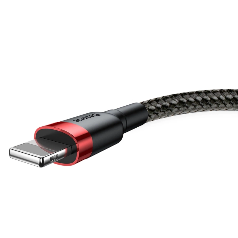 Nylonowy kabel przewód USB lightning Iphone 1.5A 2M czerwony+czarny Baseus CALKLF-C19