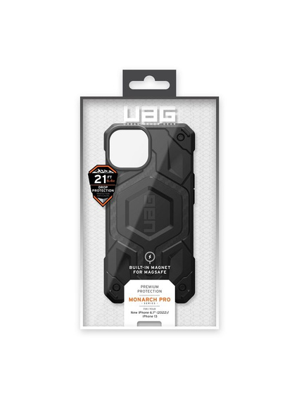 UAG Monarch - Schutzhülle für iPhone 14 Plus kompatibel mit MagSafe (Kohlefaser)