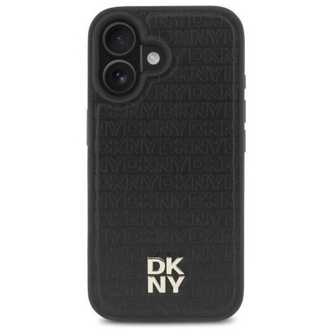 Original Case IPHONE 16 DKNY Hardcase Repeat Pattern Stack Logo MagSafe (DKHMP16SPSHRPSK) black