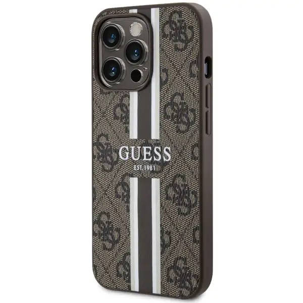 Guess GUHMP13XP4RPSW iPhone 13 Pro Max 6,7&quot; braun/braunes Hardcase 4G bedruckte Streifen MagSafe