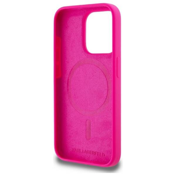 KARL LAGERFELD futerał do IPHONE 15 Pro kompatybilny z MagSafe KLHMP15LSKHPPLF (SIL KL Head Print) fuschia