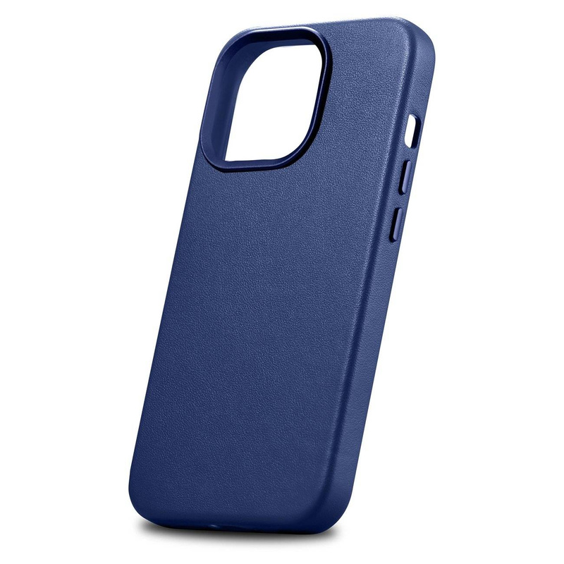 iCarer Case Leather pokrowiec etui z naturalnej skóry do iPhone 14 Pro Max niebieski (WMI14220708-BU) (kompatybilne z MagSafe)