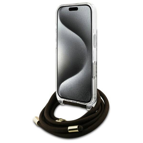 Original Case IPHONE 16 PRO Guess Hardcase Crossbody Cord 4G Print (GUHCP16LHC4SEW) brown