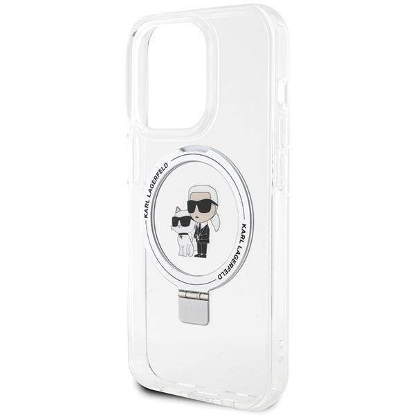 Oryginalne Etui IPHONE 13 PRO Karl Lagerfeld Hardcase Ring Stand Karl&Choupettte MagSafe (KLHMP13LHMRSKCH) białe