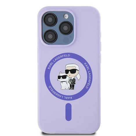 Original Case IPHONE 15 PRO Karl Lagerfeld Hardcase Silicone KC Heads Ring MagSafe (KLHMP15LSCMKCRHU) purple