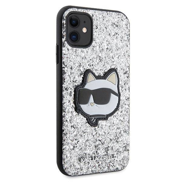 Karl Lagerfeld KLHCN61G2CPS iPhone 11 / Xr 6,1" Silber/Silber Hardcase Glitter Choupette Patch