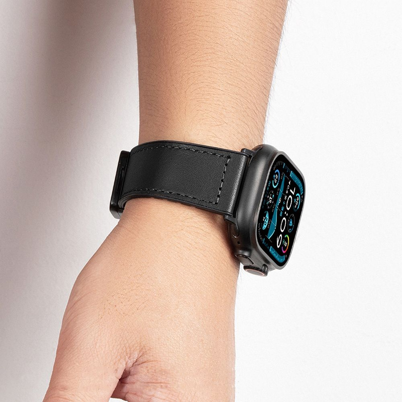Pasek do Apple Watch Forcell F-Design FA21 skóra ekologiczna 42 / 44 / 45 / 49 mm czarny