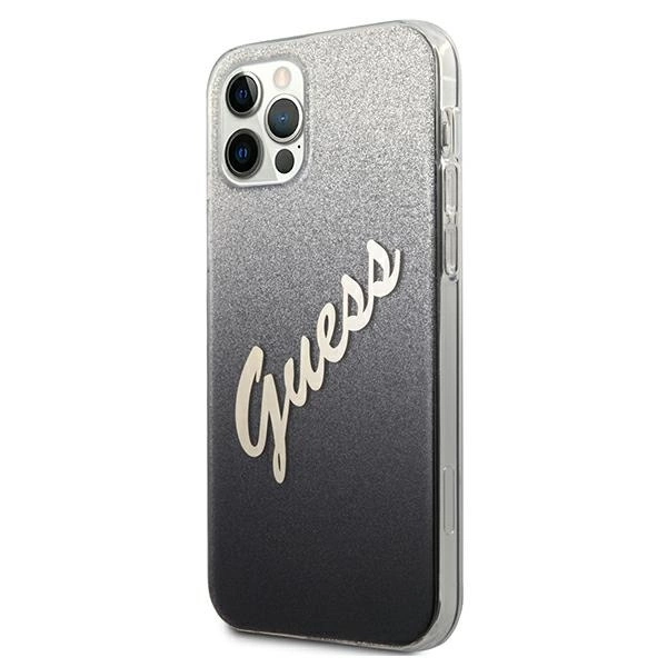 Oryginalne Etui IPHONE 12 PRO MAX 6,7" Guess Hardcase Glitter Gradient Script GUHCP12LPCUGLSBK czarne