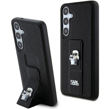 Oryginalne Etui KARL LAGERFELD hardcase Gripstand Saffiano Karl&Choupette Pins KLHCS24MGSAKCPK do Samsung Galaxy S24 Plus czarny