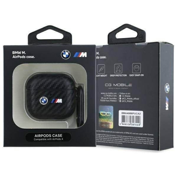Etui BMW Carbon Double Metal Logo na AirPods 4 - czarne