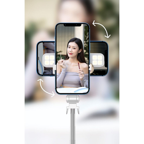 Zestaw / uchwyt selfie z pilotem na bluetooth tripod LED  SSTR-20 biały