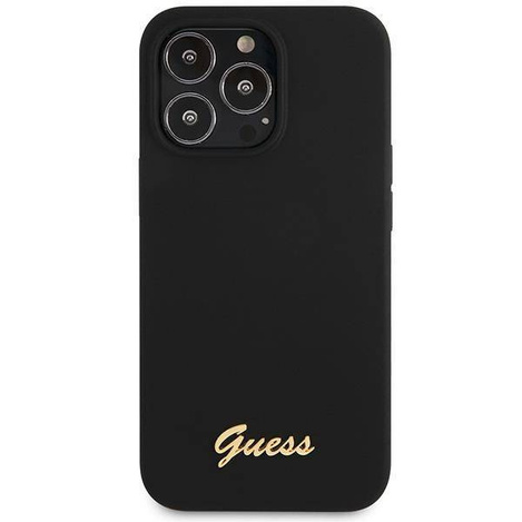 Guess GUHCP13XLSLMGBK iPhone 13 Pro Max 6,7" schwarz/schwarzes Hardcase Silikon Script Gold Logo