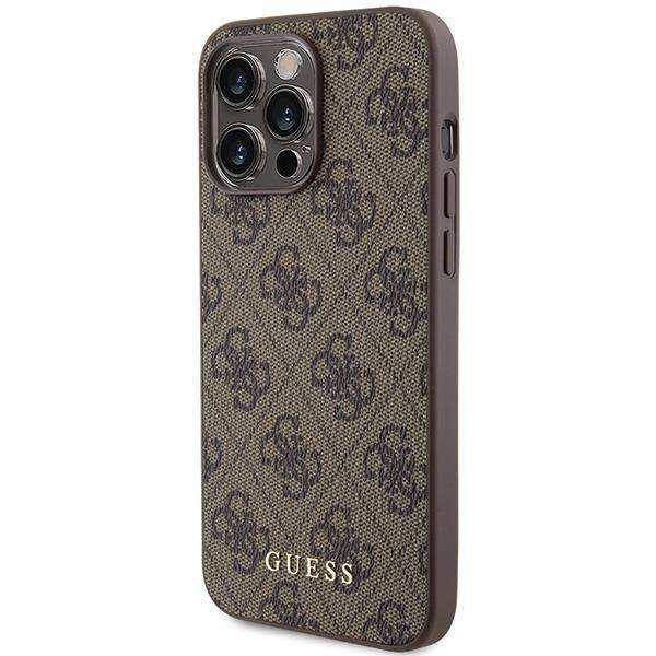 Guess 4G Metal Gold Logo case for iPhone 15 Pro Max - brown