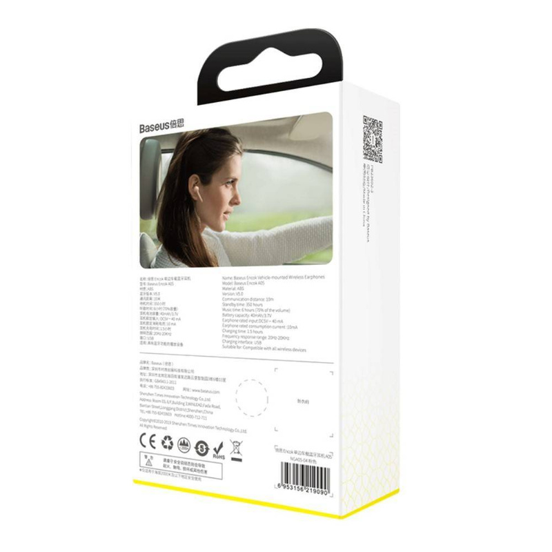 Słuchawka Bluetooth 5.0 Bezprzewodowa Baseus Encok Vehicle-Mounted Wireless Earphone A05 (NGA05-04) różowa