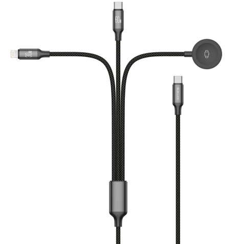 JELLICO kabel B25 3w1 (Apple Watch) 3.1A 1.2M Czarny