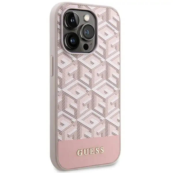 Guess GUHMP14LHGCFSEP iPhone 14 Pro 6.1" pink/pink hard case GCube Stripes MagSafe