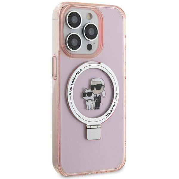 Karl Lagerfeld KLHMP15XHMRSKCP iPhone 15 Pro Max 6,7" rosa/rosa Hardcase Ringständer Karl&Choupette MagSafe