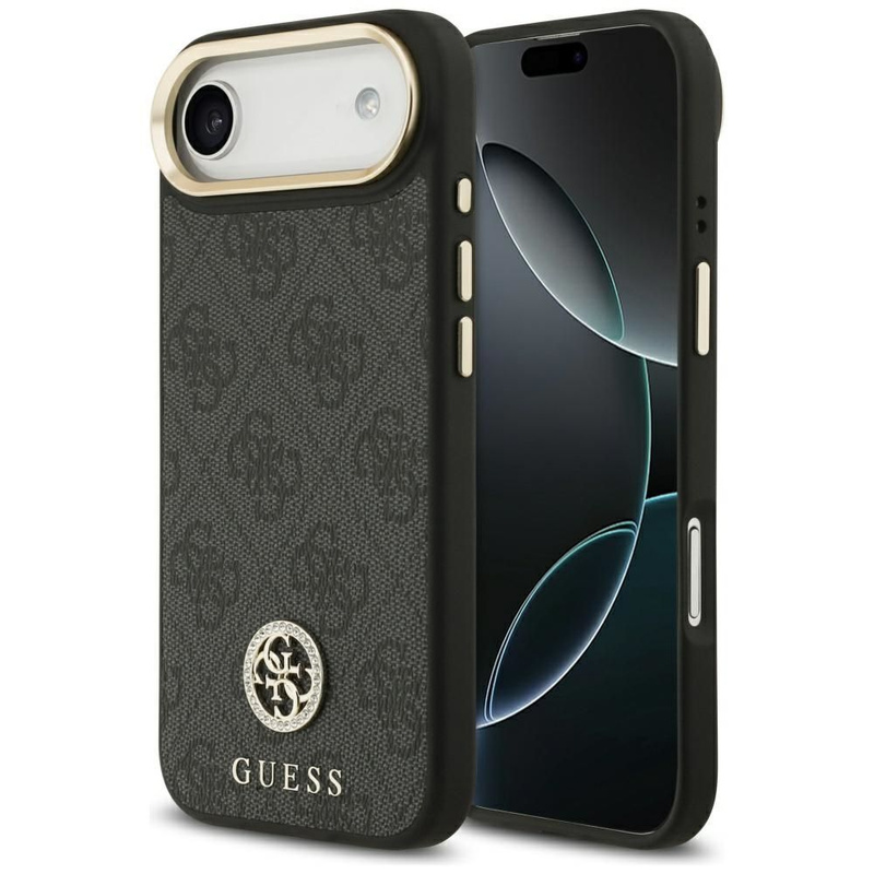 GUESS futerał do IPHONE 17 Air kompatybilny z MagSafe GUHMP17MP4GRMDEK (PU W/ 4G Strass Logo) czarny