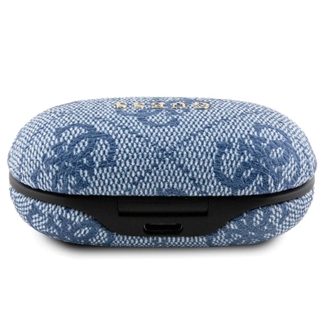 Słuchawki Bluetooth TWS Guess 4G Metal ze stacją dokującą ENC - niebieskie