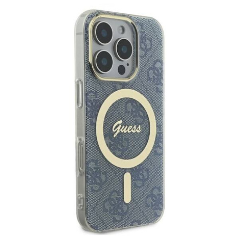 Original Handyhülle IPHONE 16 PRO MAX Guess Hardcase IML 4G MagSafe (GUHMP16XH4STB) blau