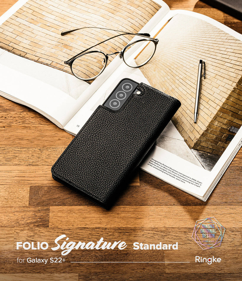 Ringke Folio Signature Flip Leather Case für Samsung Galaxy S22+ (S22 Plus) Schwarz (FSS118R262)