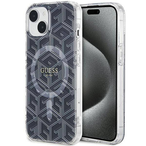 Oryginalne Etui GUESS Hardcase GUHMP15MHGCUSTGK do iPhone 15 Plus (Kompatybilny z Magsafe / IML GCUBE / czarny)