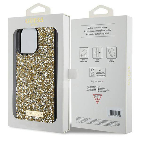 Guess nakładka do iPhone 15 Pro Max 6,7" GUHCP15XPFGSBSD żółta HC Rhinestone Metal Logo