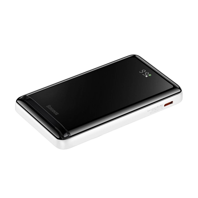 Baseus Magnetic Bracket Powerbank mit MagSafe Wireless Charging 10000mAh 20W Overseas Edition weiß (PPCX000202) + USB Type C Baseus Xiaobai Series 60W 0.5m