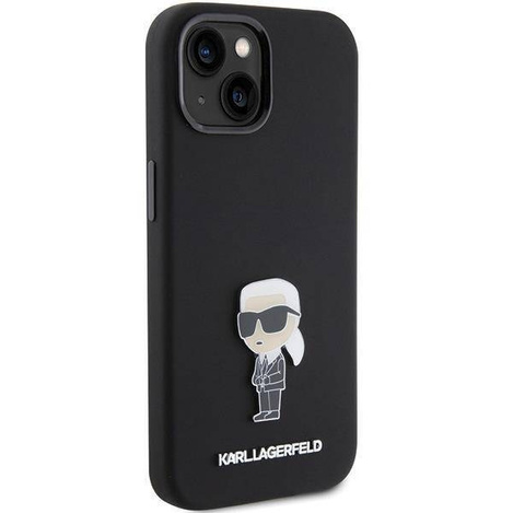 Etui Karl Lagerfeld Silicone Ikonik Metal Pin na iPhone 15 - czarne