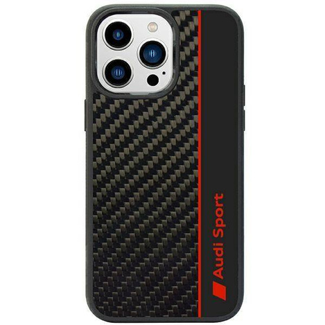 Audi Carbon Fiber Stripe iPhone 14 Pro 6,1&quot; schwarz/schwarz Hardcase AUS-TPUPCIP14P-R8/D1-BK