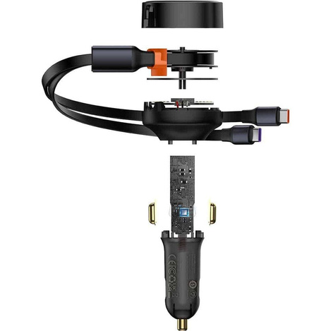 Ładowarka samochodowa 2w1 33W 2x USB C (męskie) Baseus Enjoyment - czarna