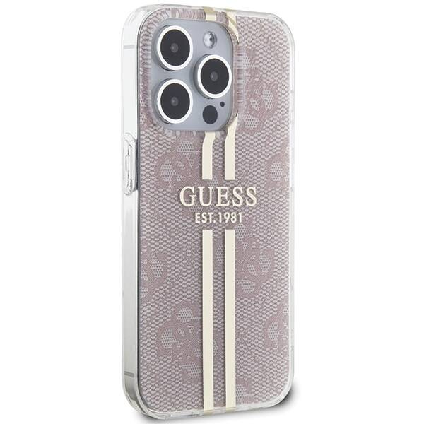 Oryginalne Etui GUESS IML 4G Gold Stripe GUHCP14XH4PSEGP do Iphone 14 Pro Max różowy