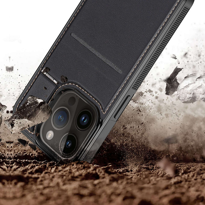 3-in-1-Hülle für iPhone 13 Pro mit MagSafe Wallet RFID-blockierender Ständer Dux Ducis Rafi Mag – Schwarz