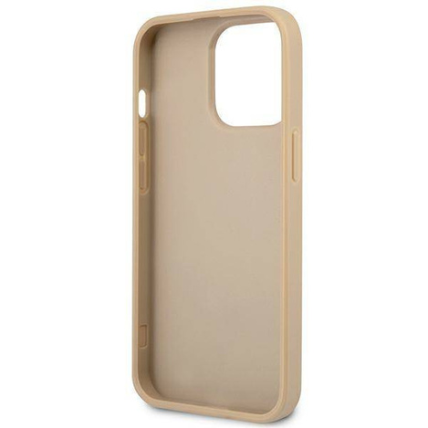 Original Case IPHONE 14 PRO MAX Guess Hardcase Saffianotriangle Logo (GUHCP14XPSATLE) beige
