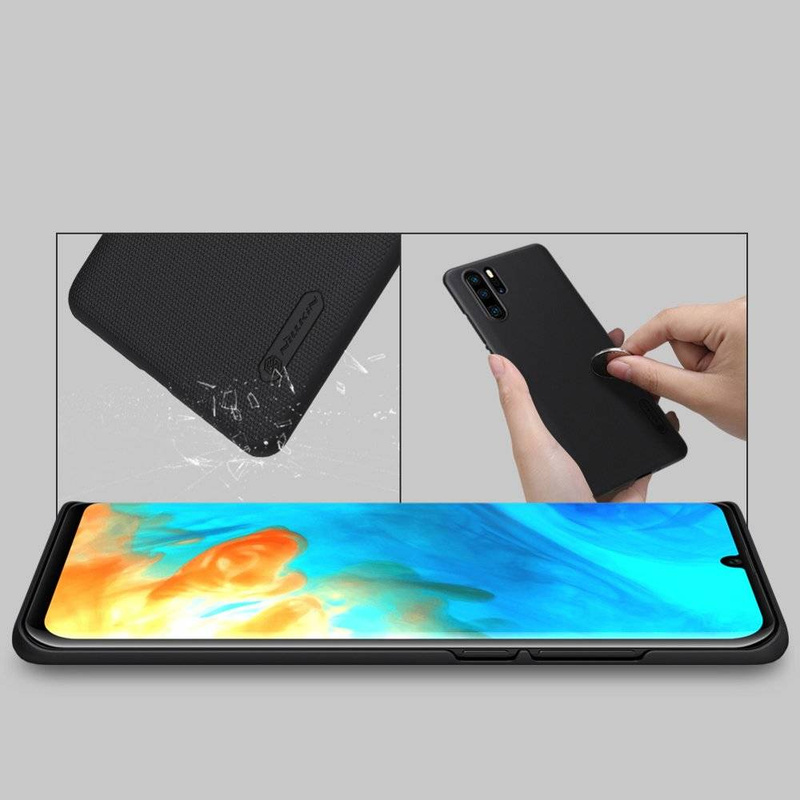 Nillkin Super Frosted Shield wzmocnione etui pokrowiec + podstawka Huawei P30 Pro czarny