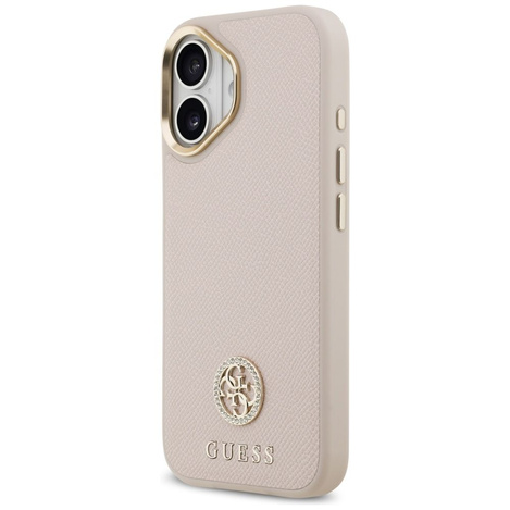 GUESS futerał do IPHONE 17 kompatybilny z MagSafe GUHMP17SPGCRMDEP (PU W/ Grained Strass Logo) różowy
