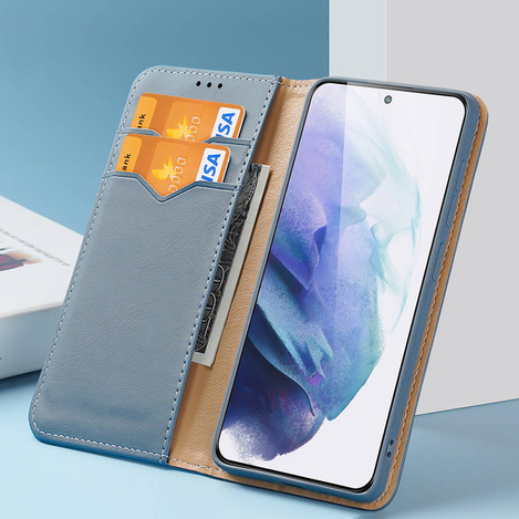 Dux Ducis Hivo Genuine Leather Bookcase type case for Samsung Galaxy S22+ (S22 Plus) blue