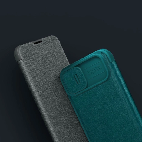 Nillkin Qin Leder Pro Hülle iPhone 14 Plus Kamerahülle Holsterhülle Klapphülle Grün