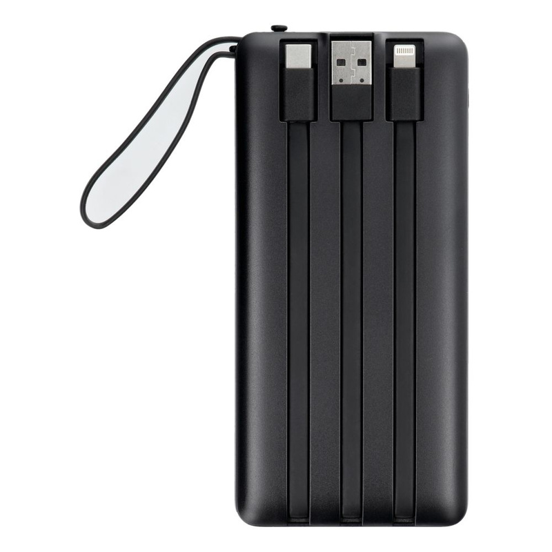 Bateria zewnętrzna (Powerbank) VEGER C10 - 10 000mAh (Micro + Typ C + Lightning 8-pin) czarny (W1116)