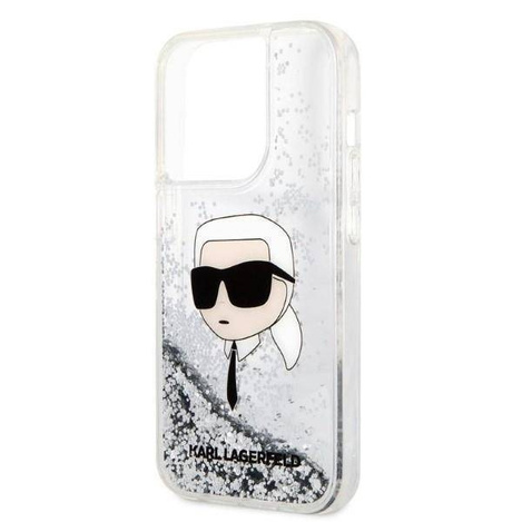 Karl Lagerfeld Liquid Glitter NFT Karl's Head - Etui iPhone 14 Pro Max (srebrny)